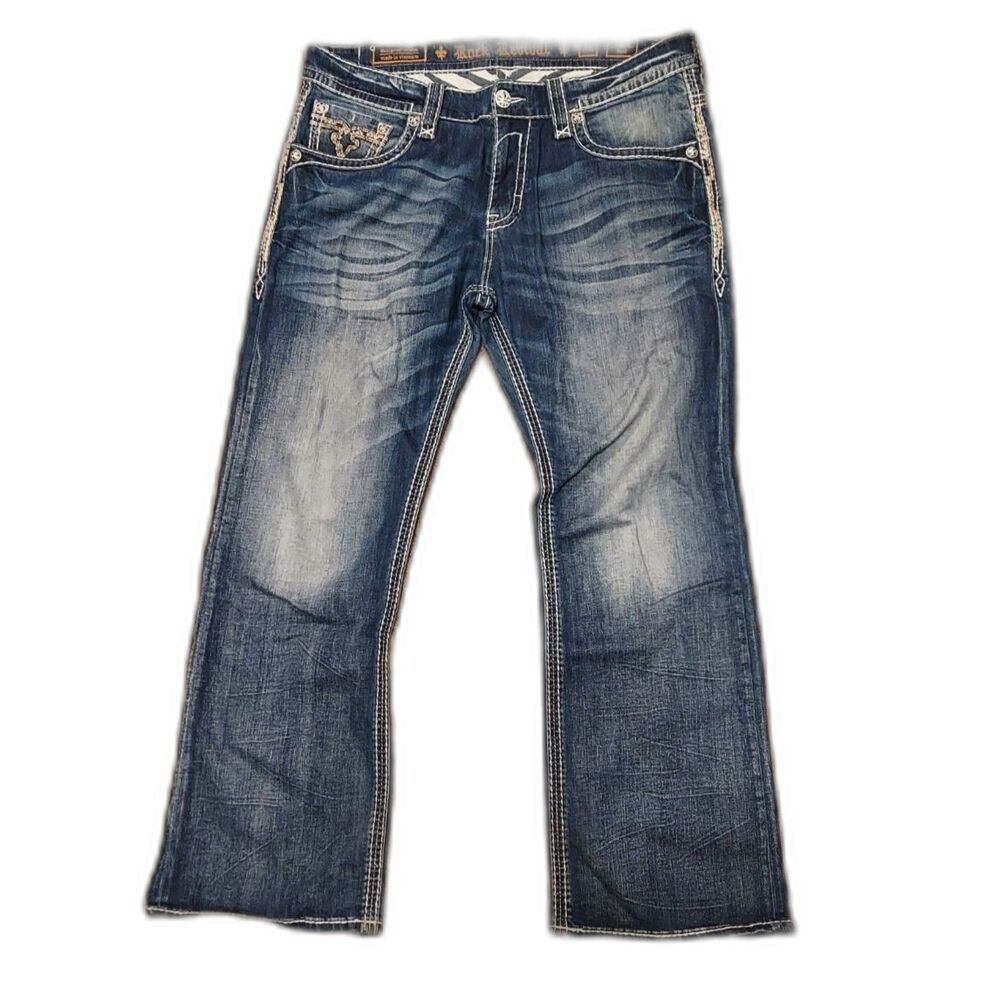 Rock Revival Bootcut Wide Leg Opening Dark-Medium Wash Jeans